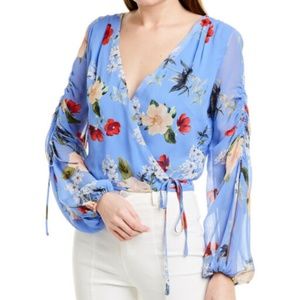 Nicholas Cinched Silk Wrap Top